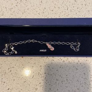 Swarovski anklet bracelet with flip flop charm